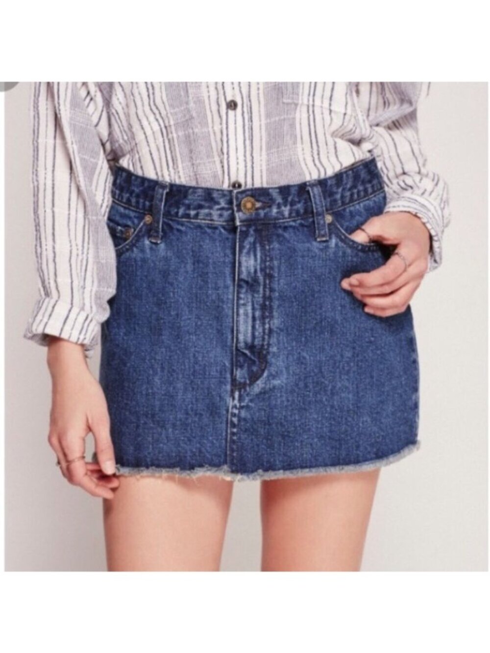 FP-9. Free People Beat of the Music Denim Mini Skirt